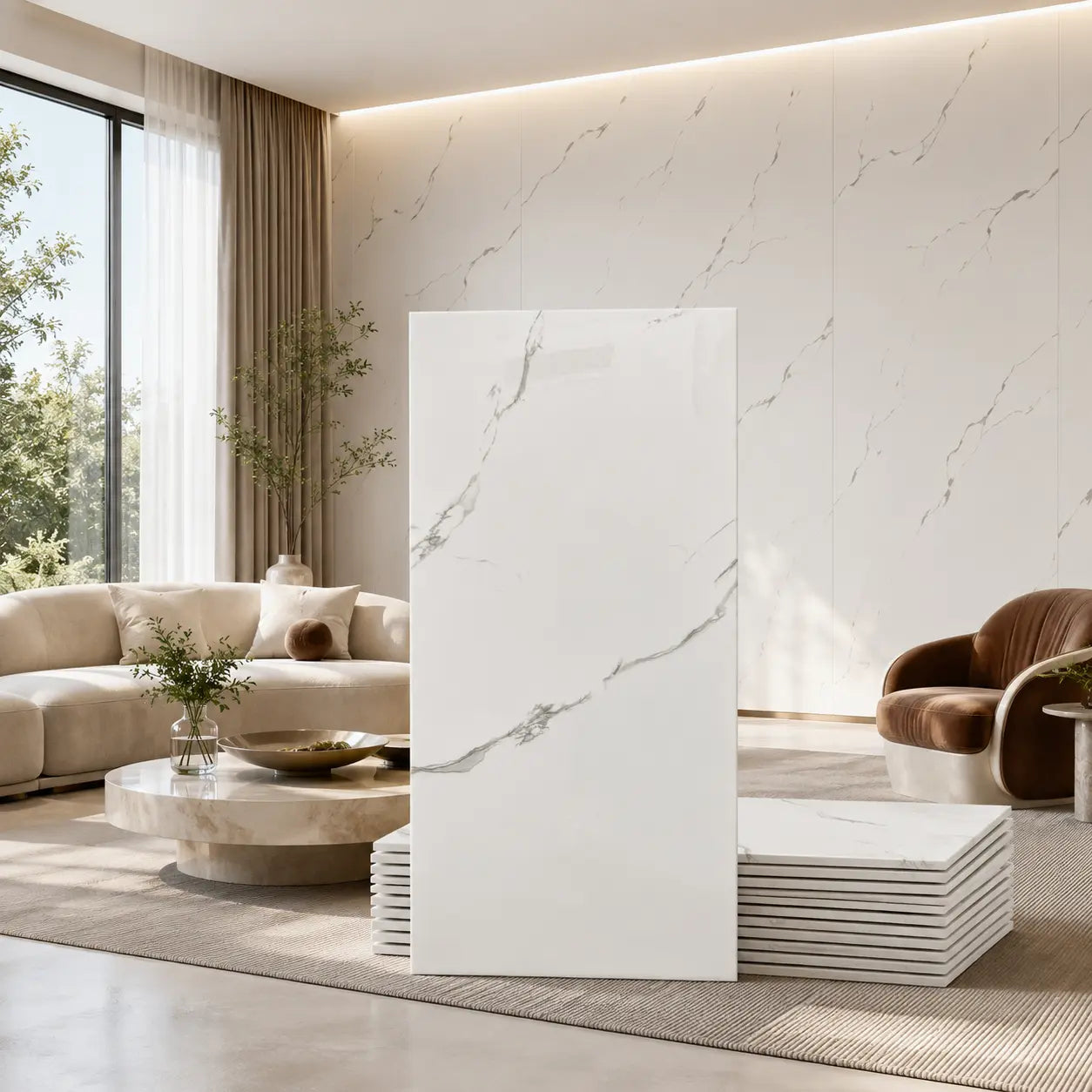 LCC IXPE Peel & Stick Wall Panels-Minimal White Marble