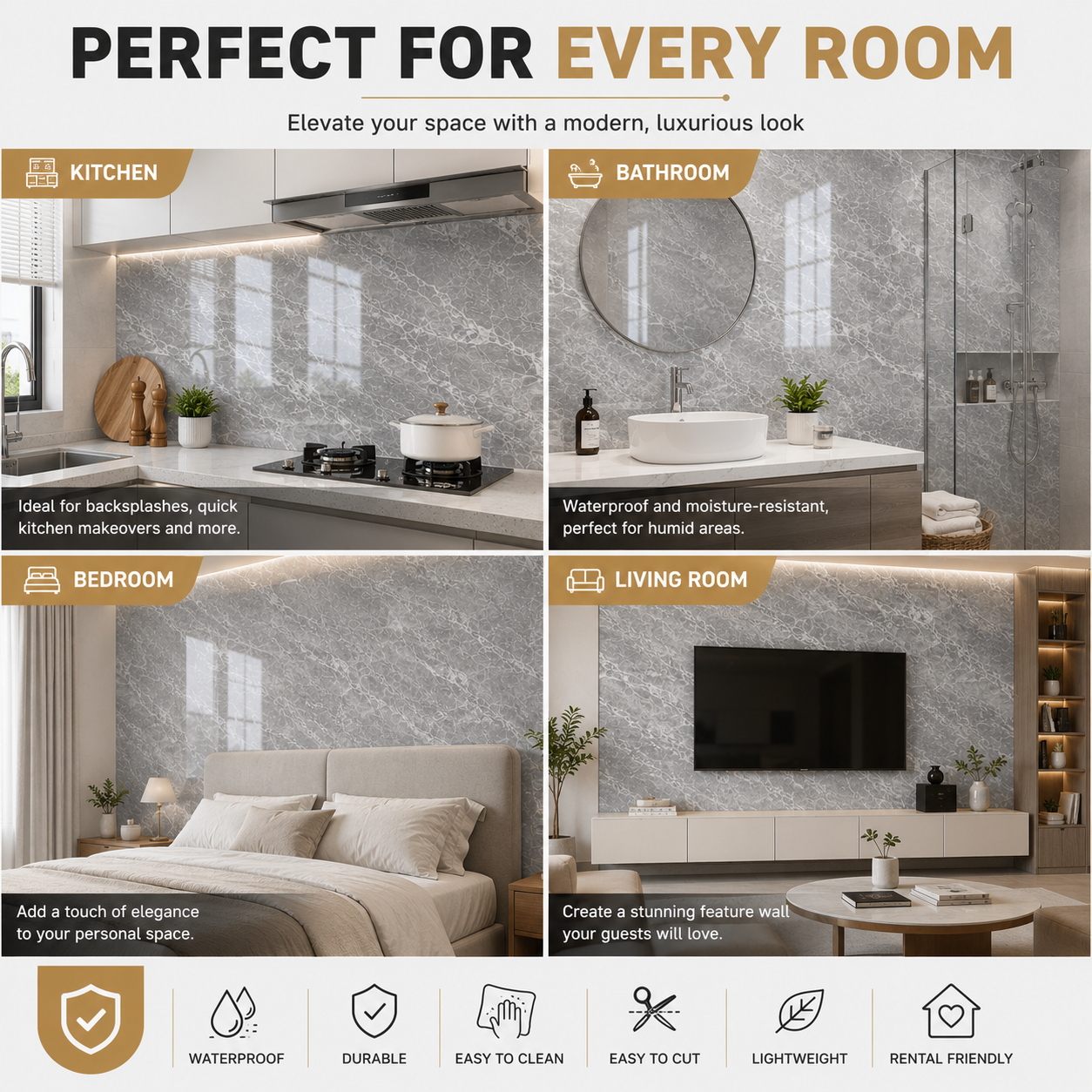 LCC IXPE Peel & Stick Wall Panels-Modern Stone Grey