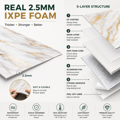 LCC IXPE Peel & Stick Wall Panels-Luxury Gold Vein Marble
