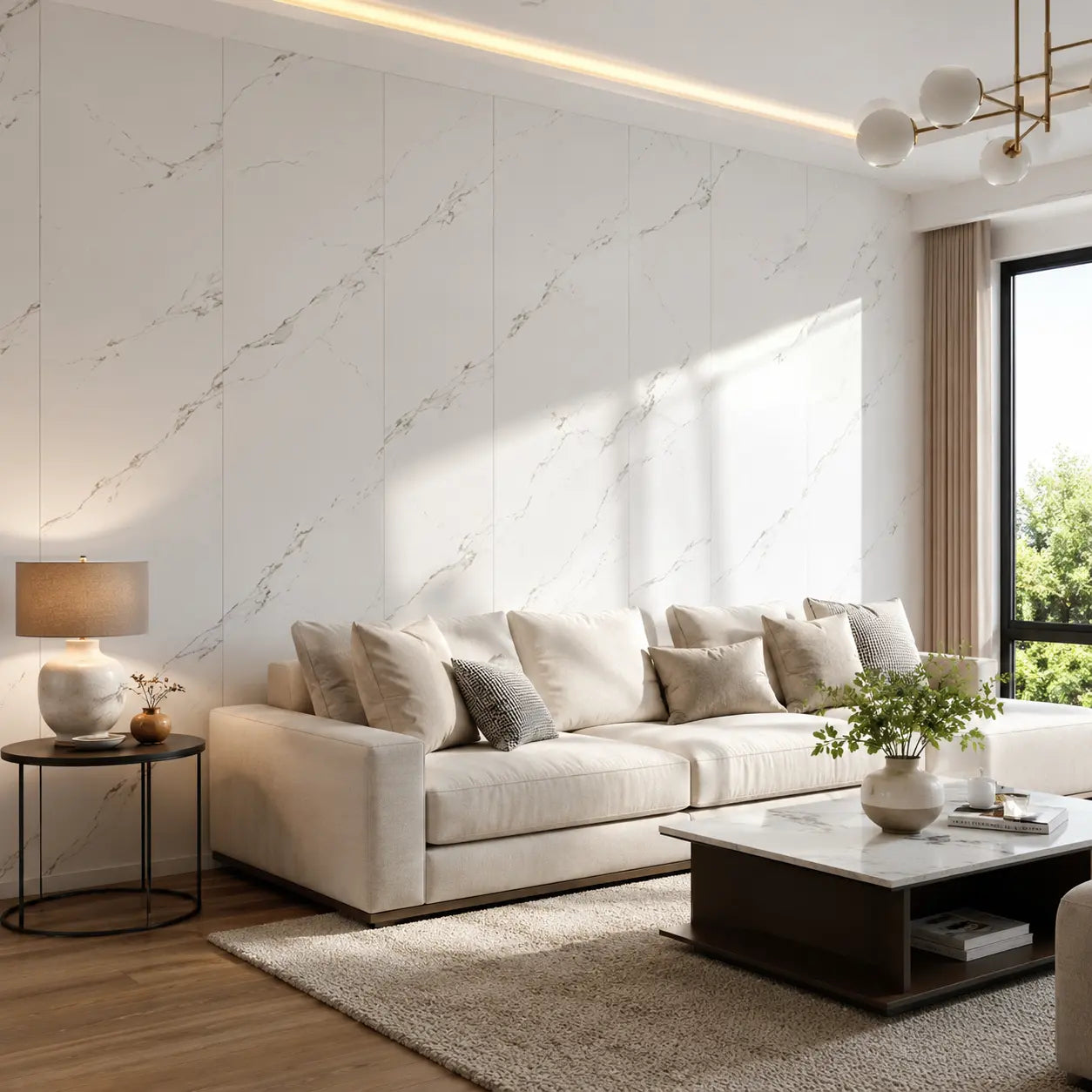 LCC IXPE Peel & Stick Wall Panels-Minimal White Marble