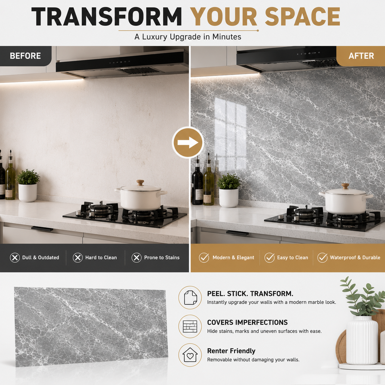 LCC IXPE Peel & Stick Wall Panels-Modern Stone Grey