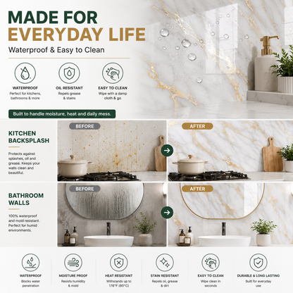 LCC IXPE Peel & Stick Wall Panels-Luxury Gold Vein Marble