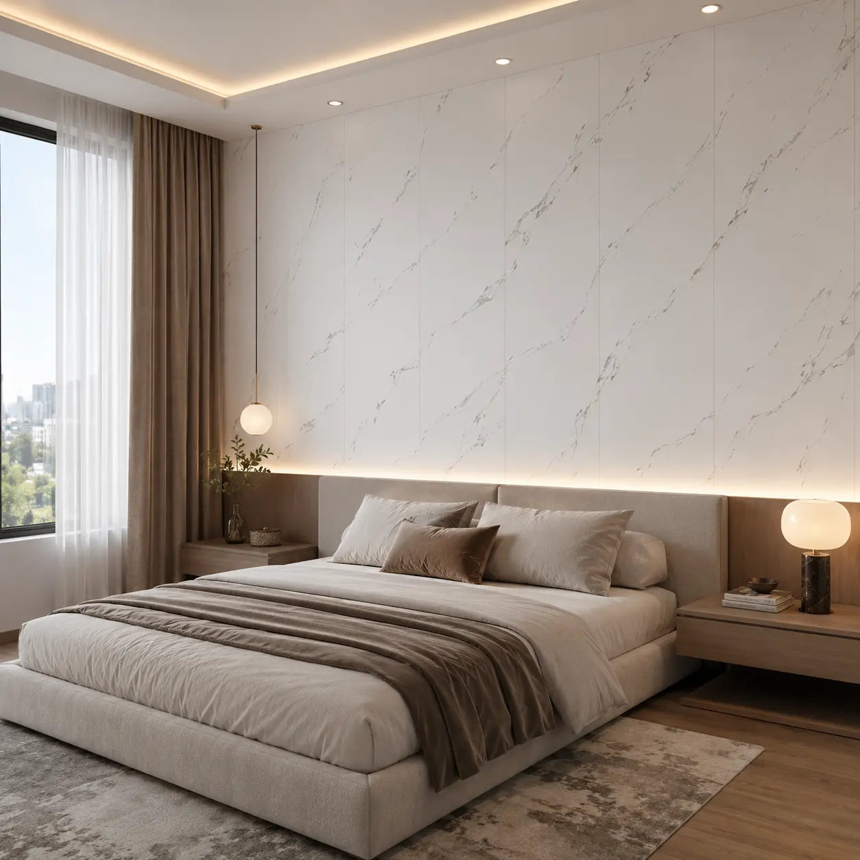 LCC IXPE Peel & Stick Wall Panels-Minimal White Marble