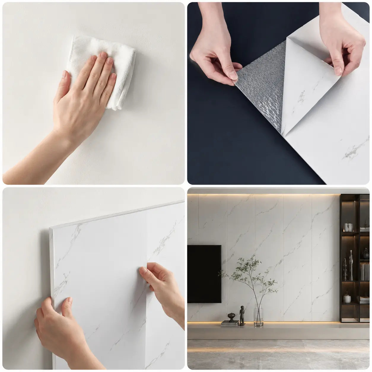 LCC IXPE Peel & Stick Wall Panels-Minimal White Marble