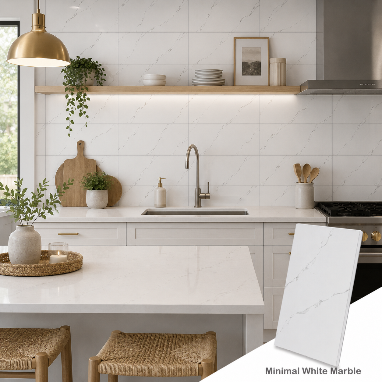 LCC IXPE Peel & Stick Wall Panels-Minimal White Marble