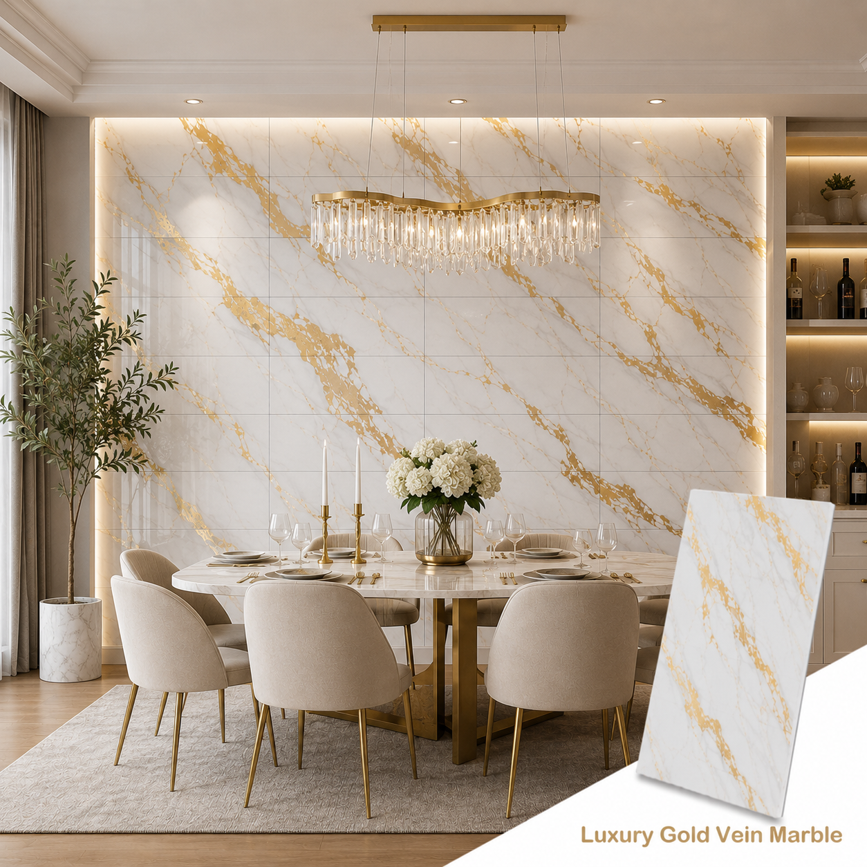 LCC IXPE Peel & Stick Wall Panels-Luxury Gold Vein Marble
